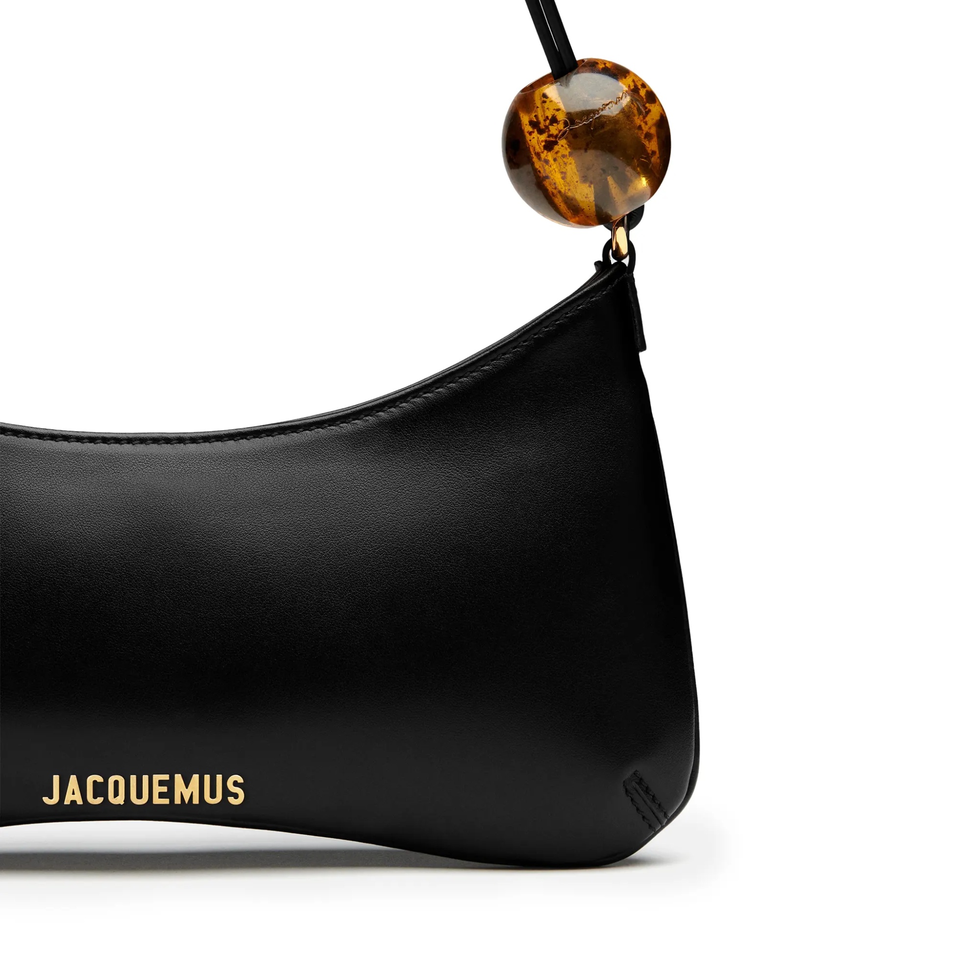 Jacquemus Le Grand Bisou Perle Leather Shoulder Bag In Black