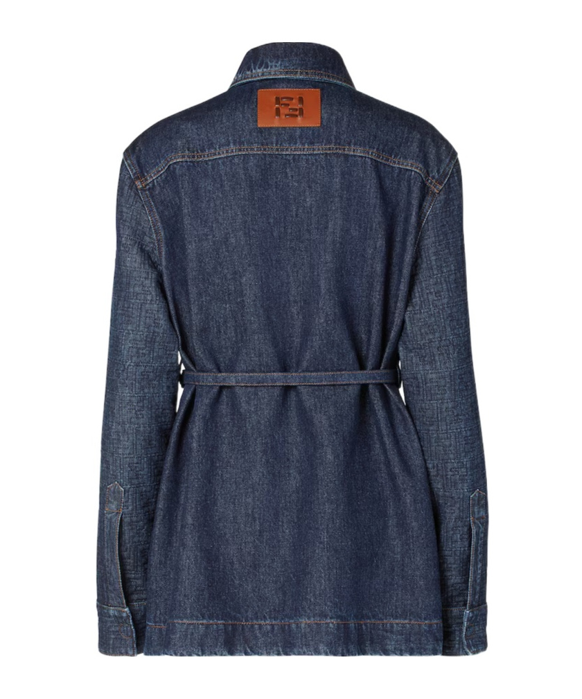 Fendi Long-sleeved Denim Jacket In Blue