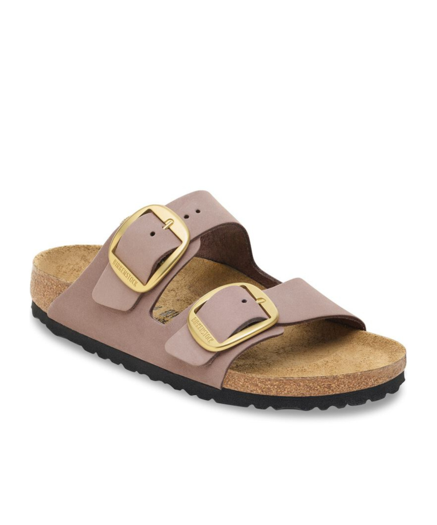 Birkenstock Arizona Big Buckle Old Rose Nubuck Leather Two Bar Mules S In Purple