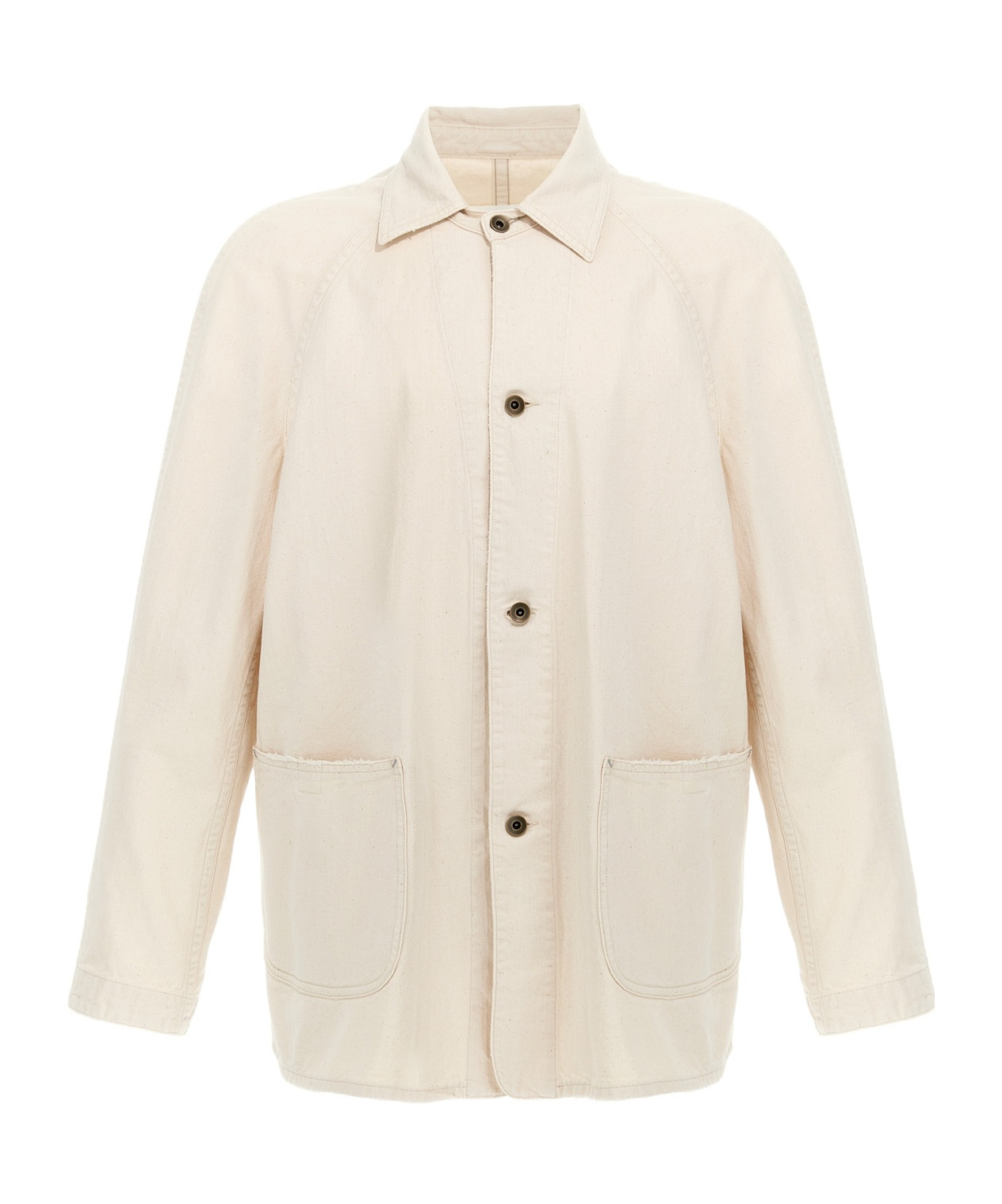 Maison Margiela Collared Jacket With Front Pockets And Long Sleeves In White