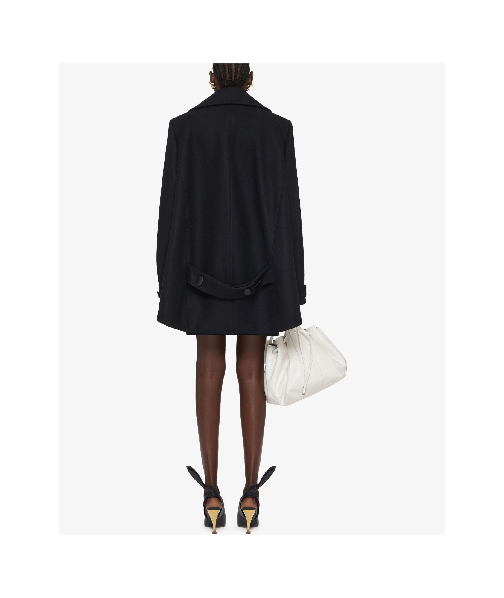 Givenchy Short Cut Wool Coat In Black