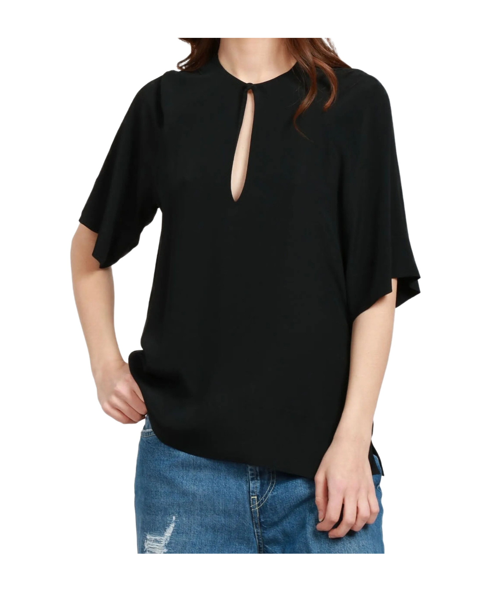Semicouture Keyhole-neckline Top In Black