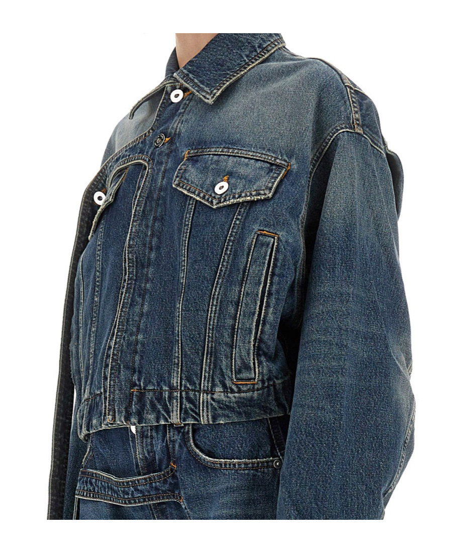Jean Paul Gaultier Waistband Jacket With Pockets And Collar In Blue