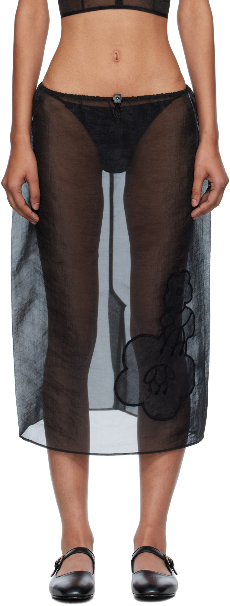 Cecilie Bahnsen Elastic Drawstring Skirt In Black