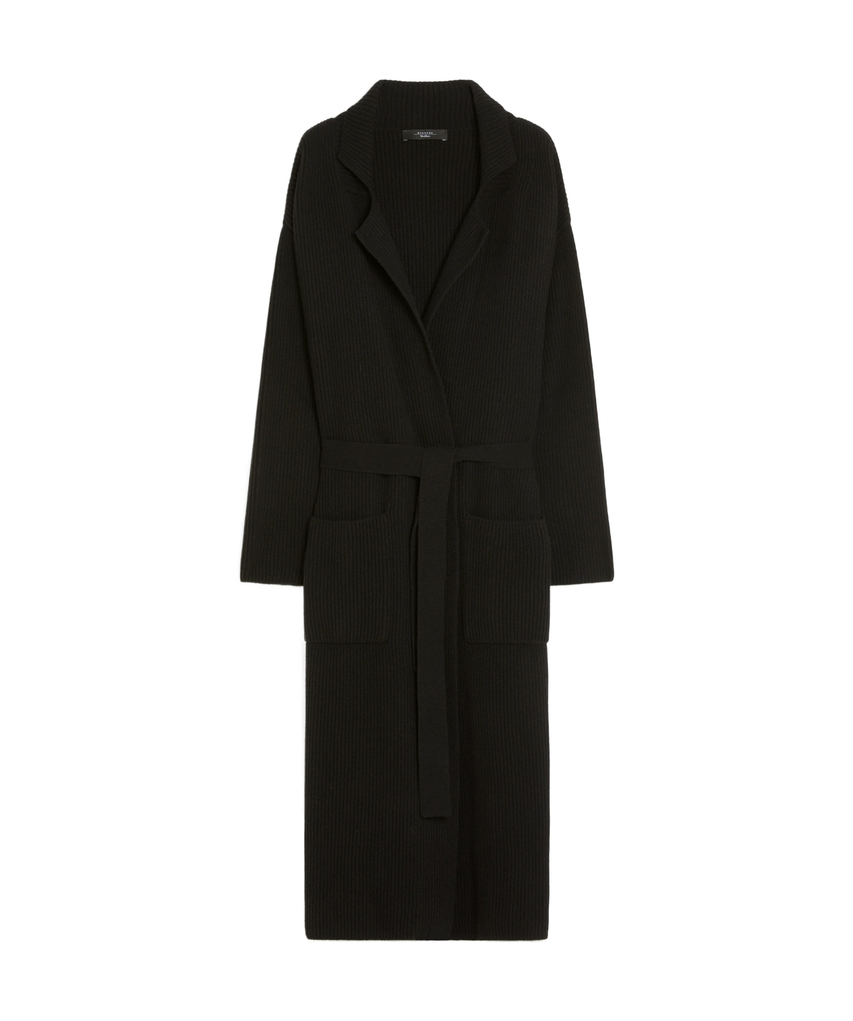 Weekend Max Mara Kabul Cardigan In Ribbed Wool Knit In Black