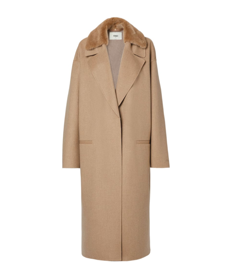 Fendi Double-faced Cashmere Coat In Brown