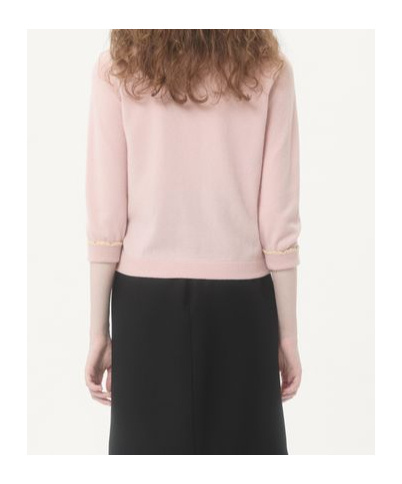 Valentino Lace-embellished Shearling-collar Cardigan In Pink