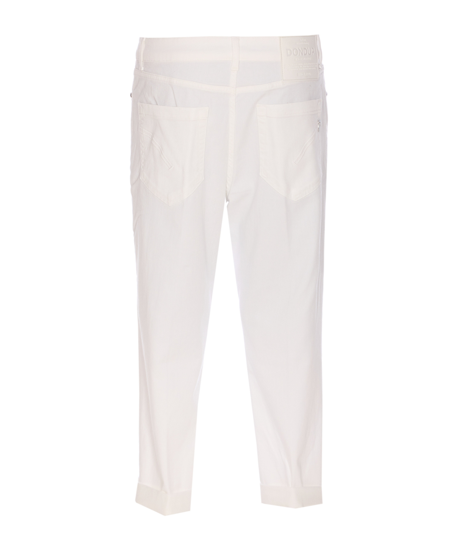 Dondup Cropped Cotton-blend Denim Jeans With Button Detailing In White