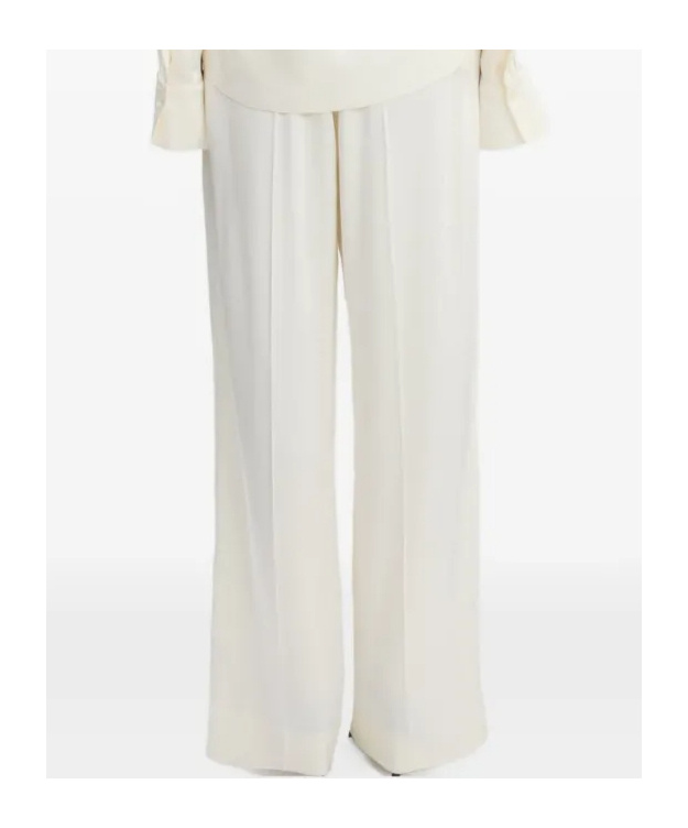 Victoria Beckham Wide-leg Pleated Pants In Neutral