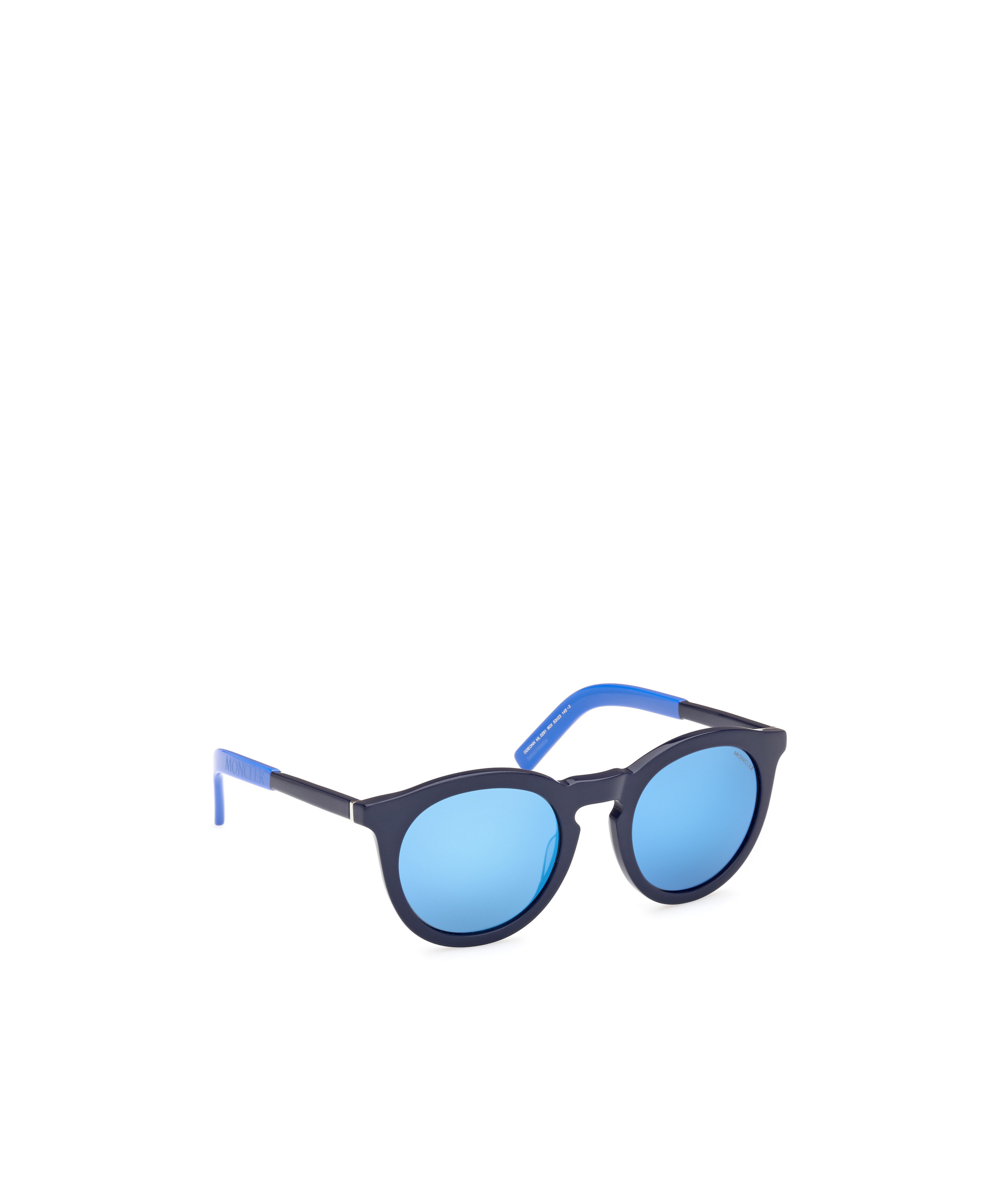 Moncler Logo-debossed Round-frame Sunglasses In Blue