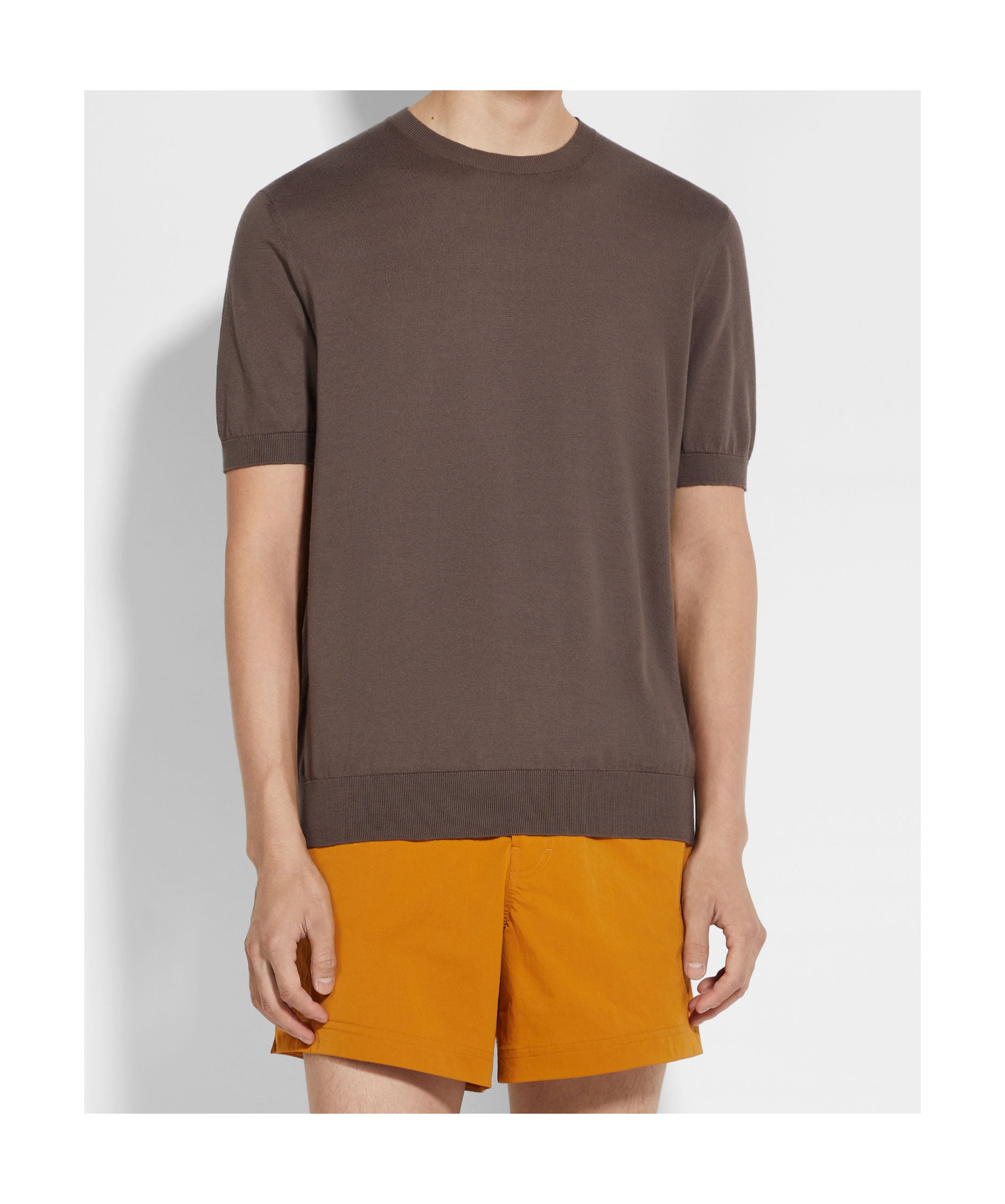 Shop Zegna Cotton T-shirt In Dark Grey Brown