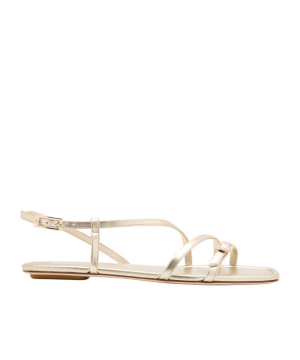 Stuart Weitzman Square Toe Flat Sandals In Nude
