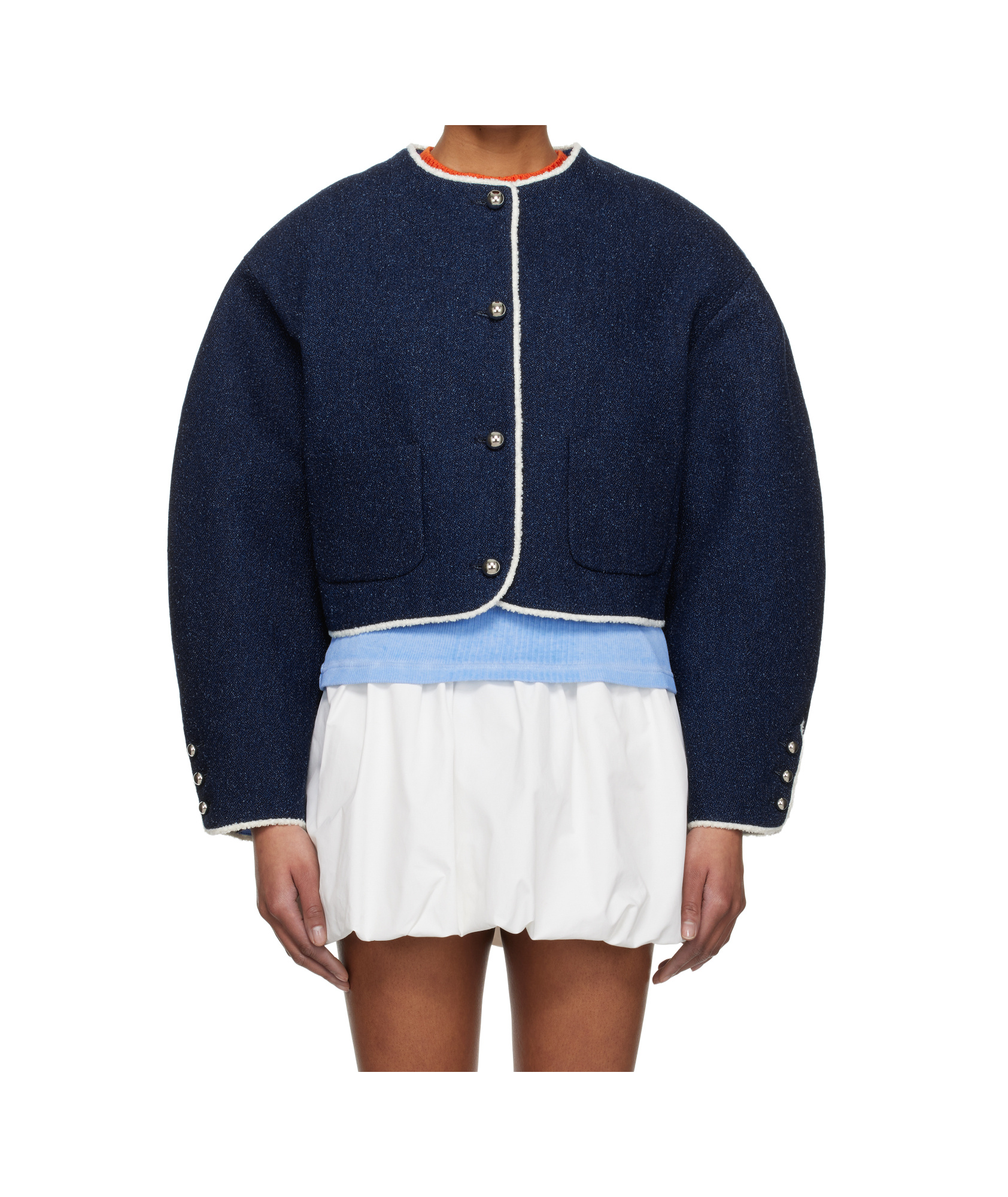 Msgm Blue Patch Pocket Denim Jacket In Black