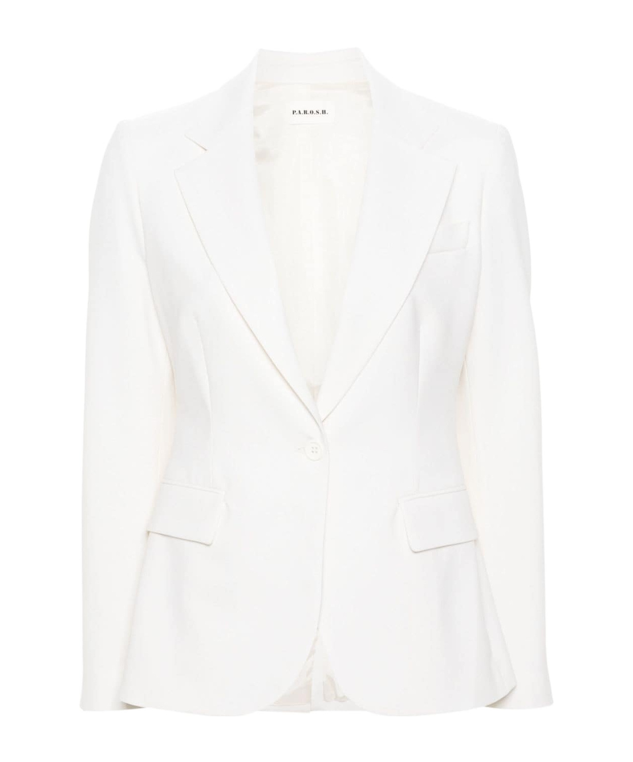 Shop P.a.r.o.s.h Long Sleeved Lapel Suit Jacket In White