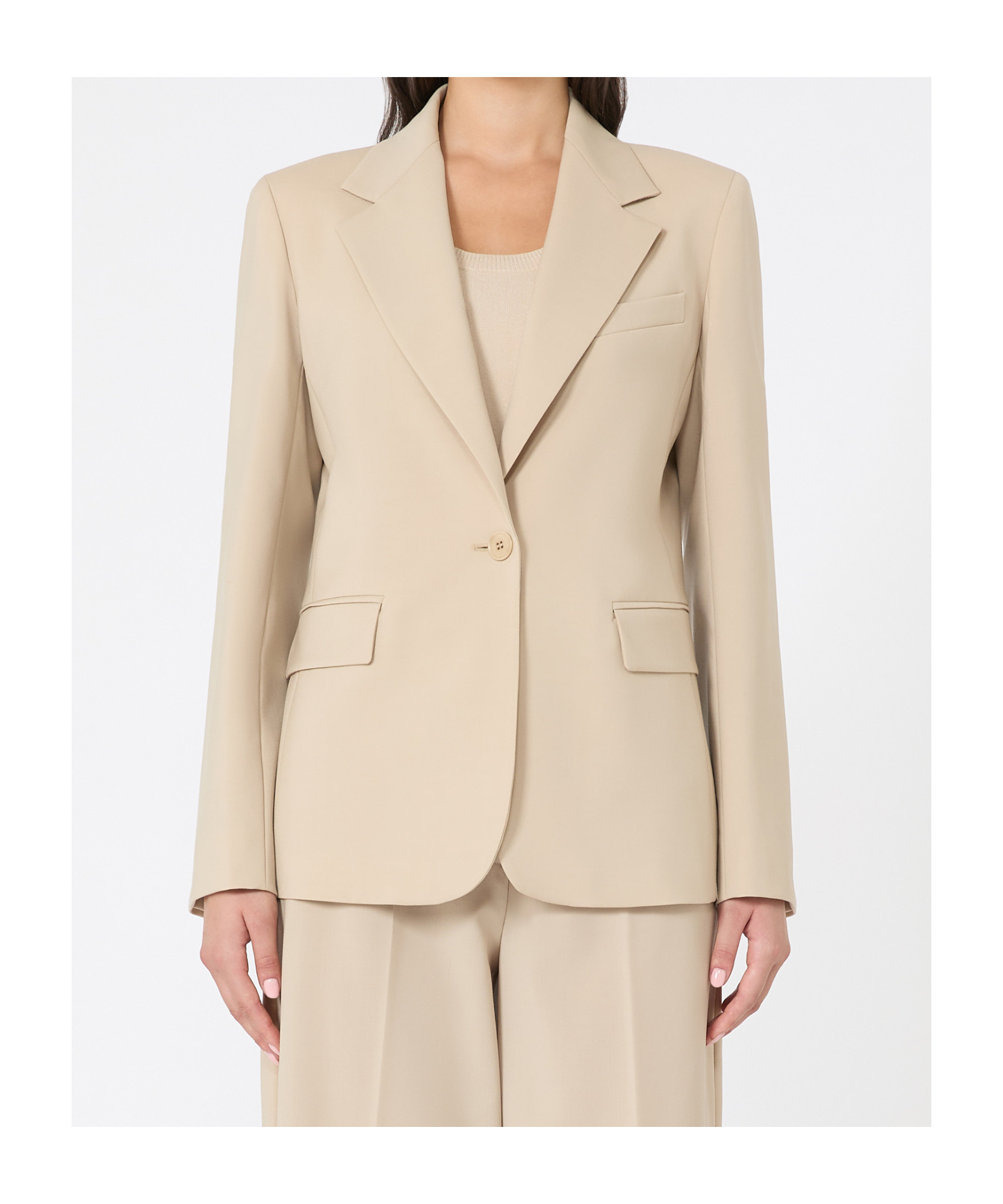 Weekend Max Mara Natural Stretch Wool Blazer In Neutral