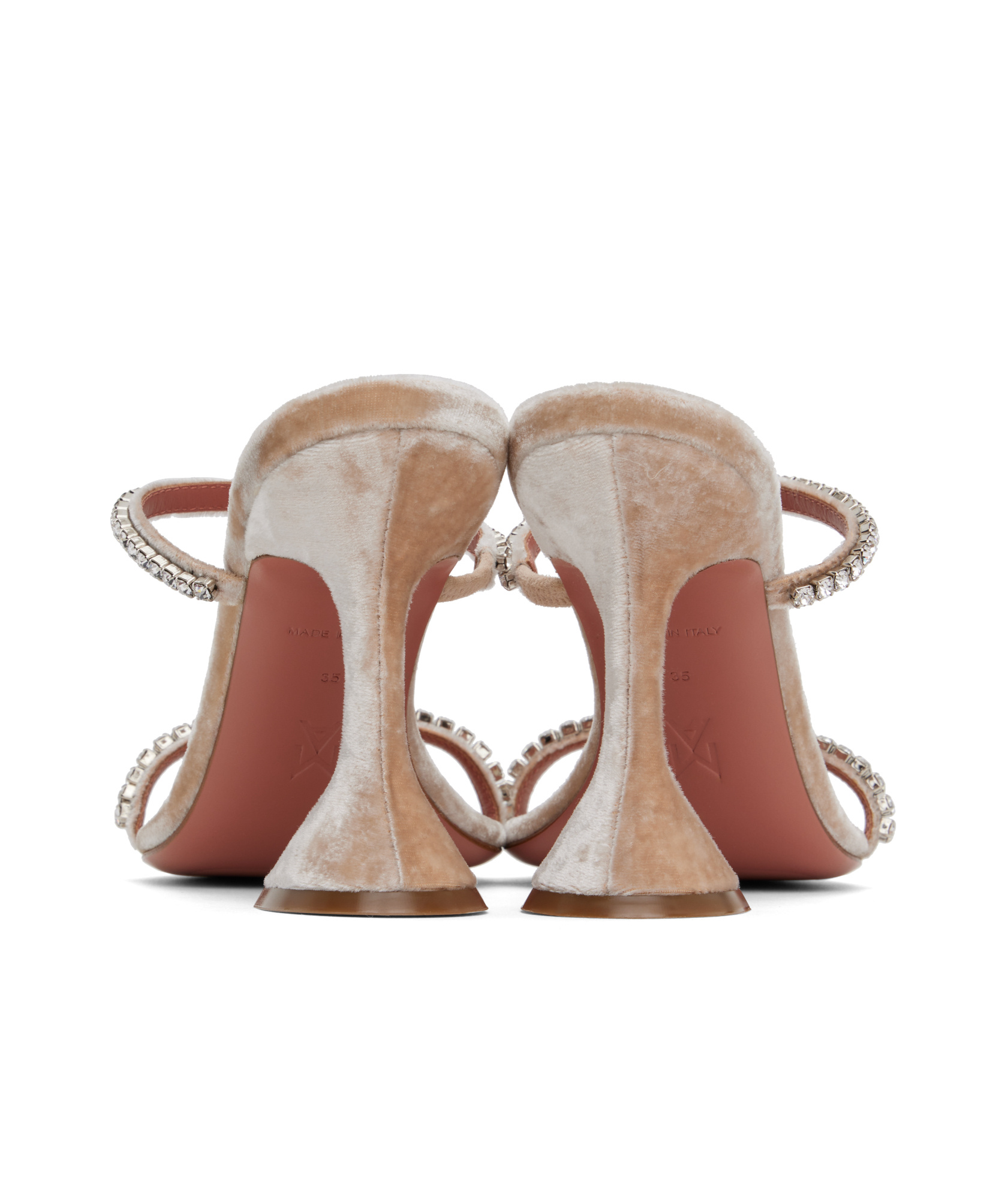 Shop Amina Muaddi Square-headed High-heeled Sandals In Nude