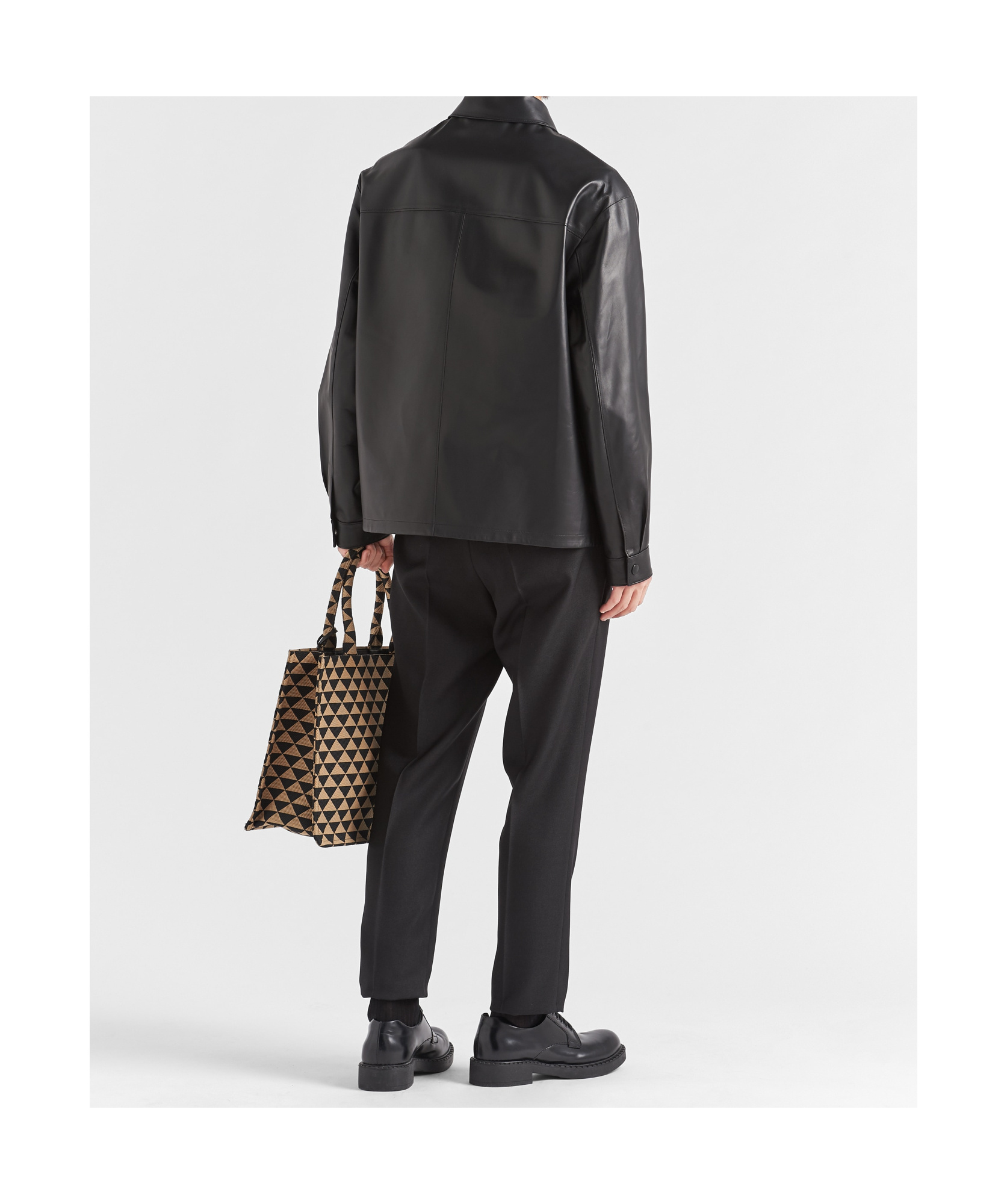 Prada Leather Shirt In Black