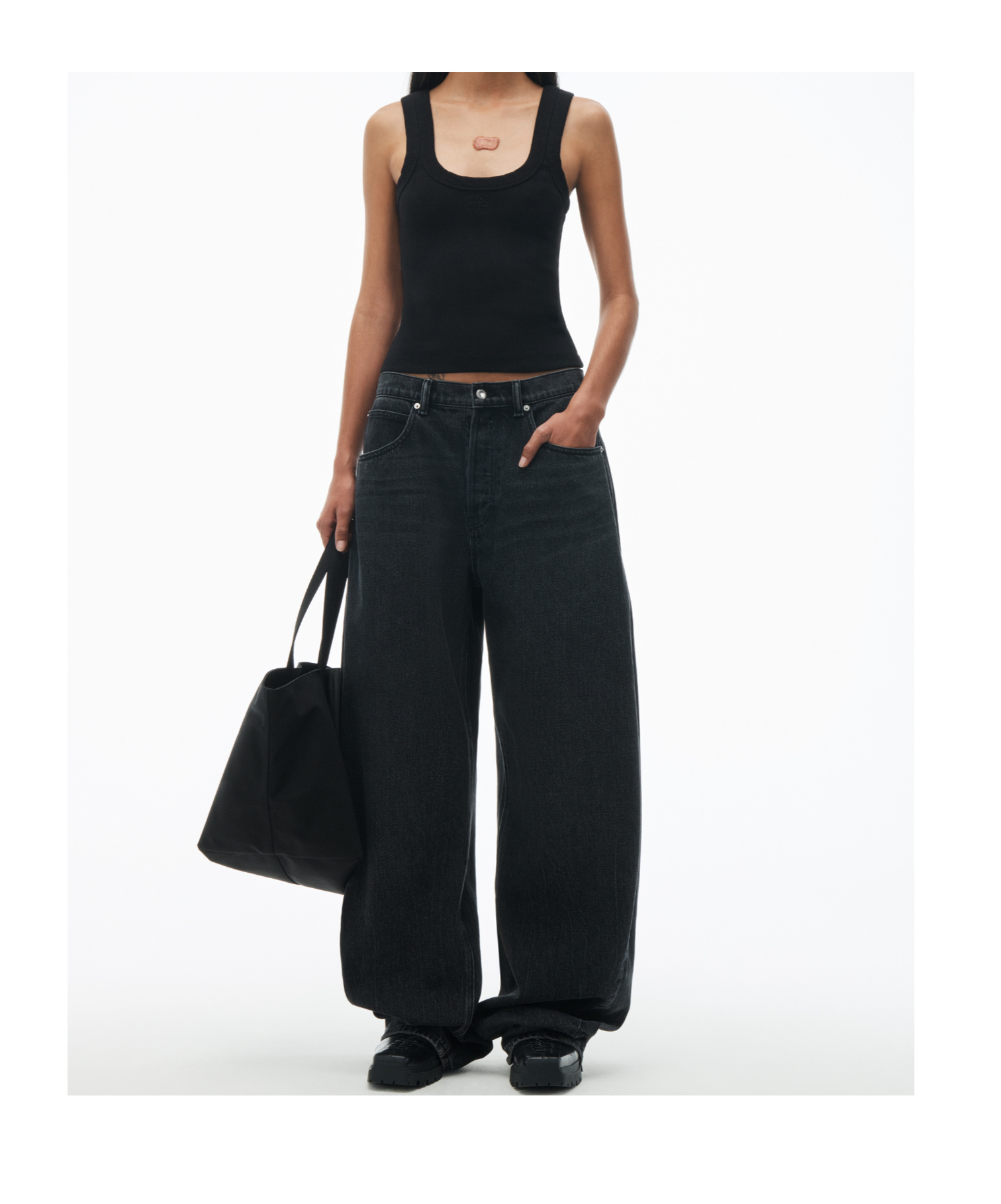 Alexander Wang Embossed-logo Tank Top In Black