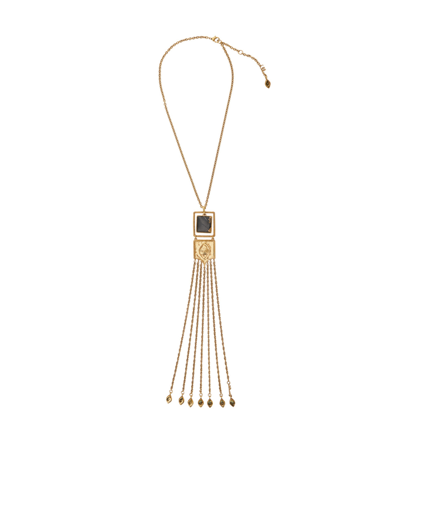 Chloé Metallic Necklace With Claw Clasp Rear Closure And Pendant With Logo Plaque In Brass Woman