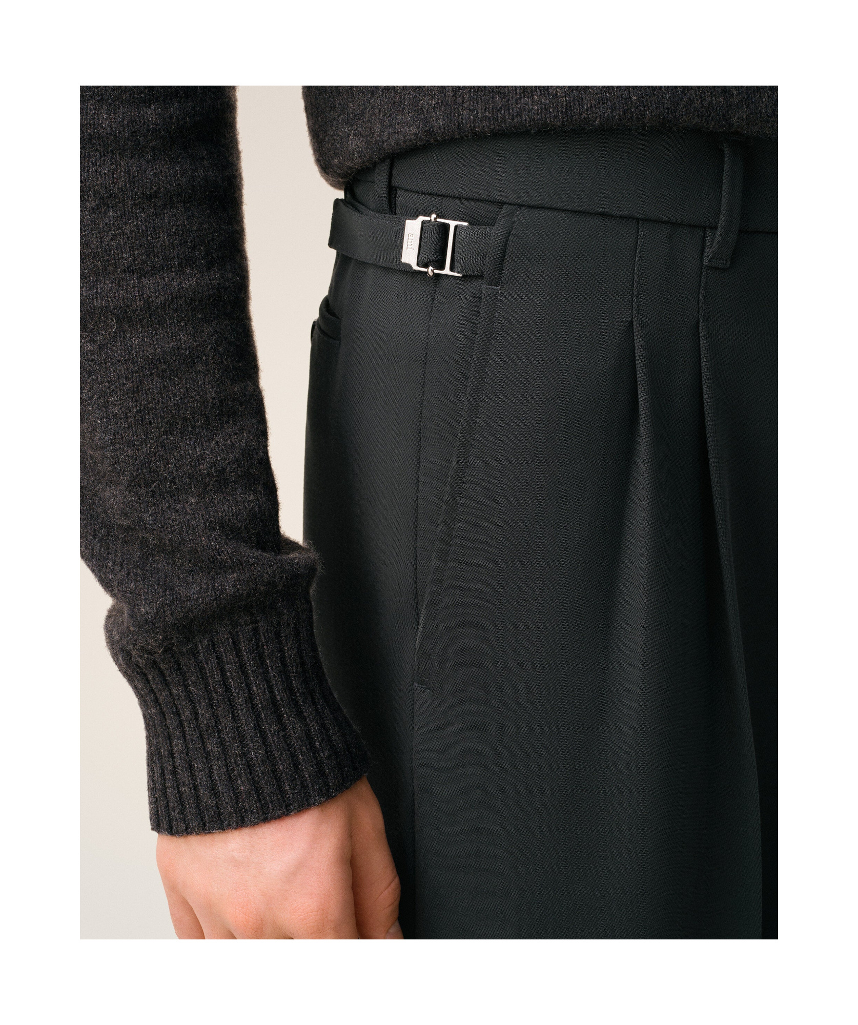 Ami Alexandre Mattiussi Ami Paris Charcoal Gray Wool Trousers In Black