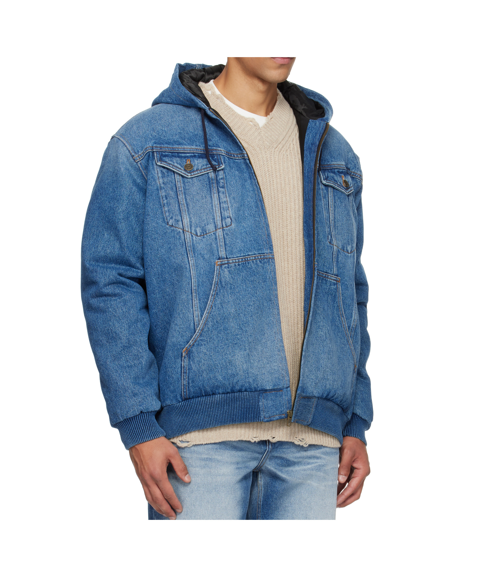 Egonlab Hooded Denim Jacket In Blue