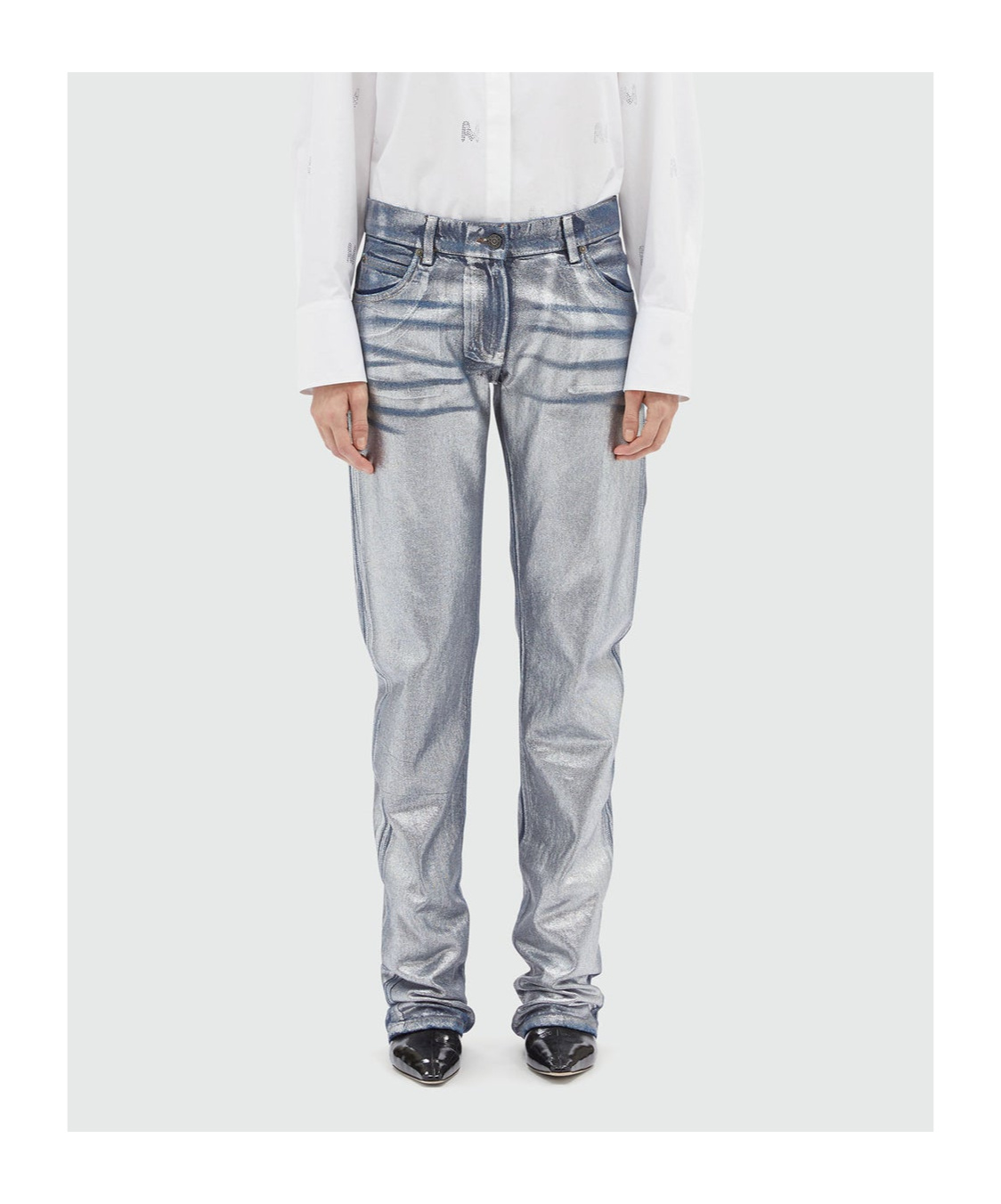 Msgm Straight-leg Trousers With Finish In Gray