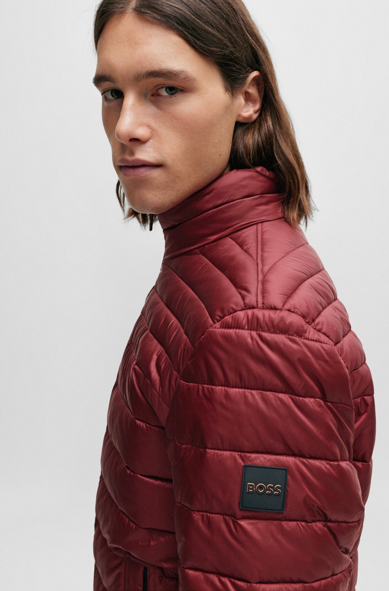 Hugo Boss Lightweight Padded Jacket With Water-repellent Finish In Red