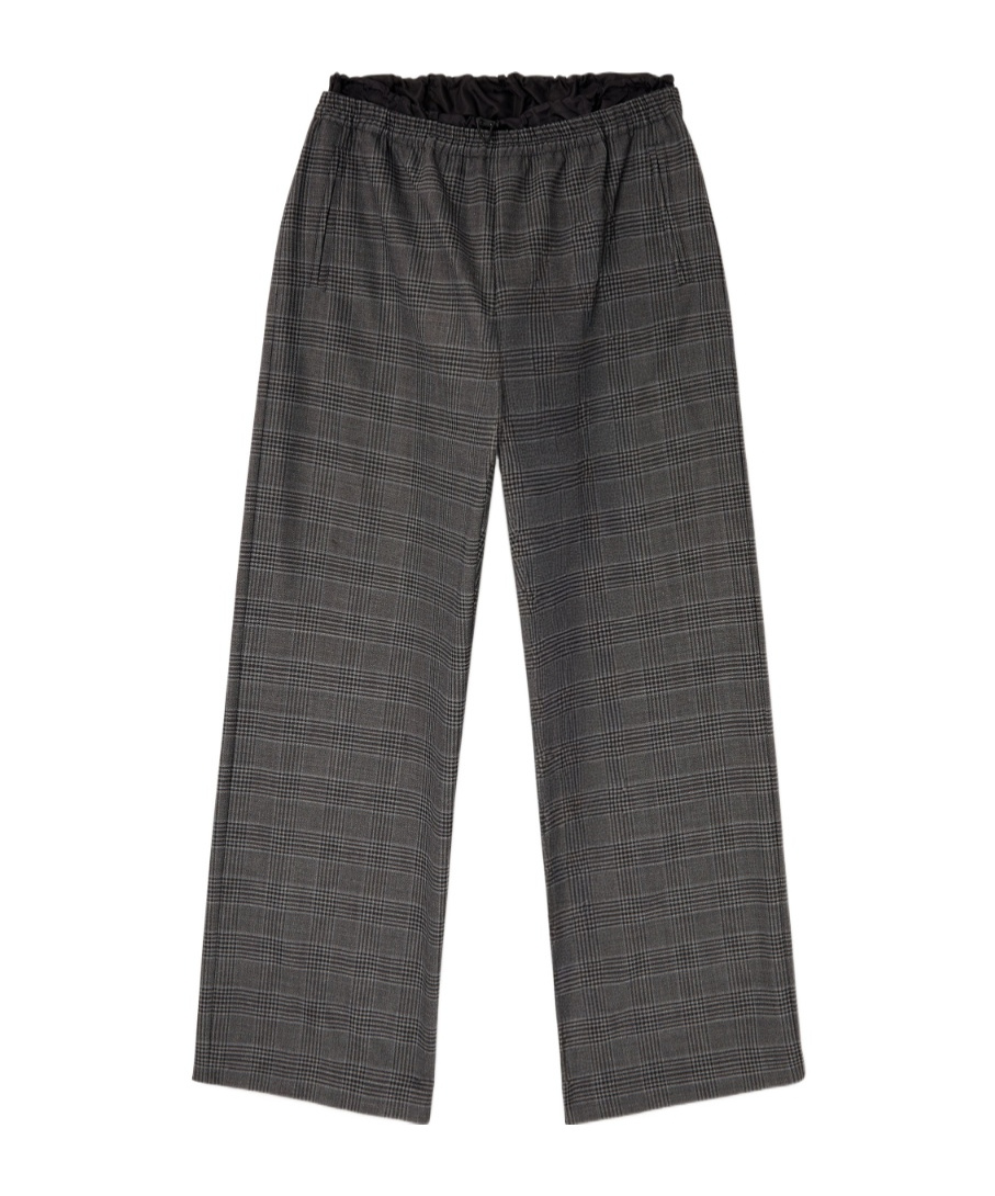 Diesel Elastic-waist Checked Straight Trousers In Gray