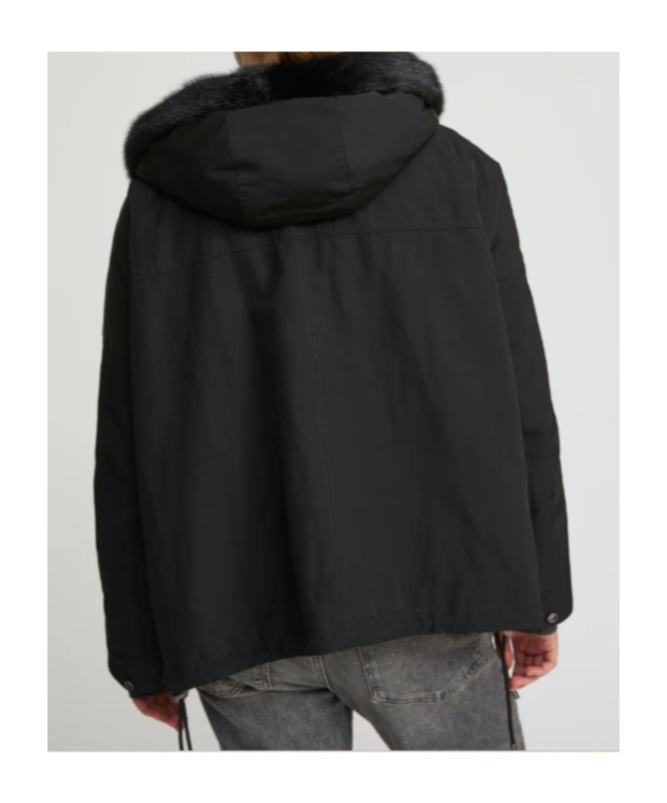 Yves Salomon Short Reversible Parka In Black