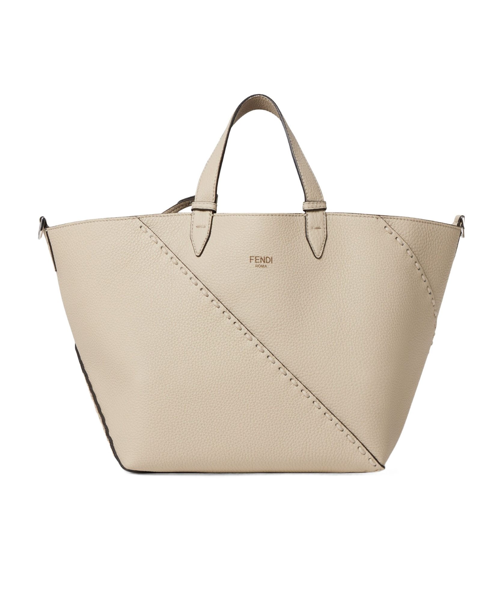 Fendi Diagonal Shopping Small Selleria In Nude