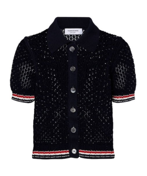 Thom Browne Openwork Cardigan In Black