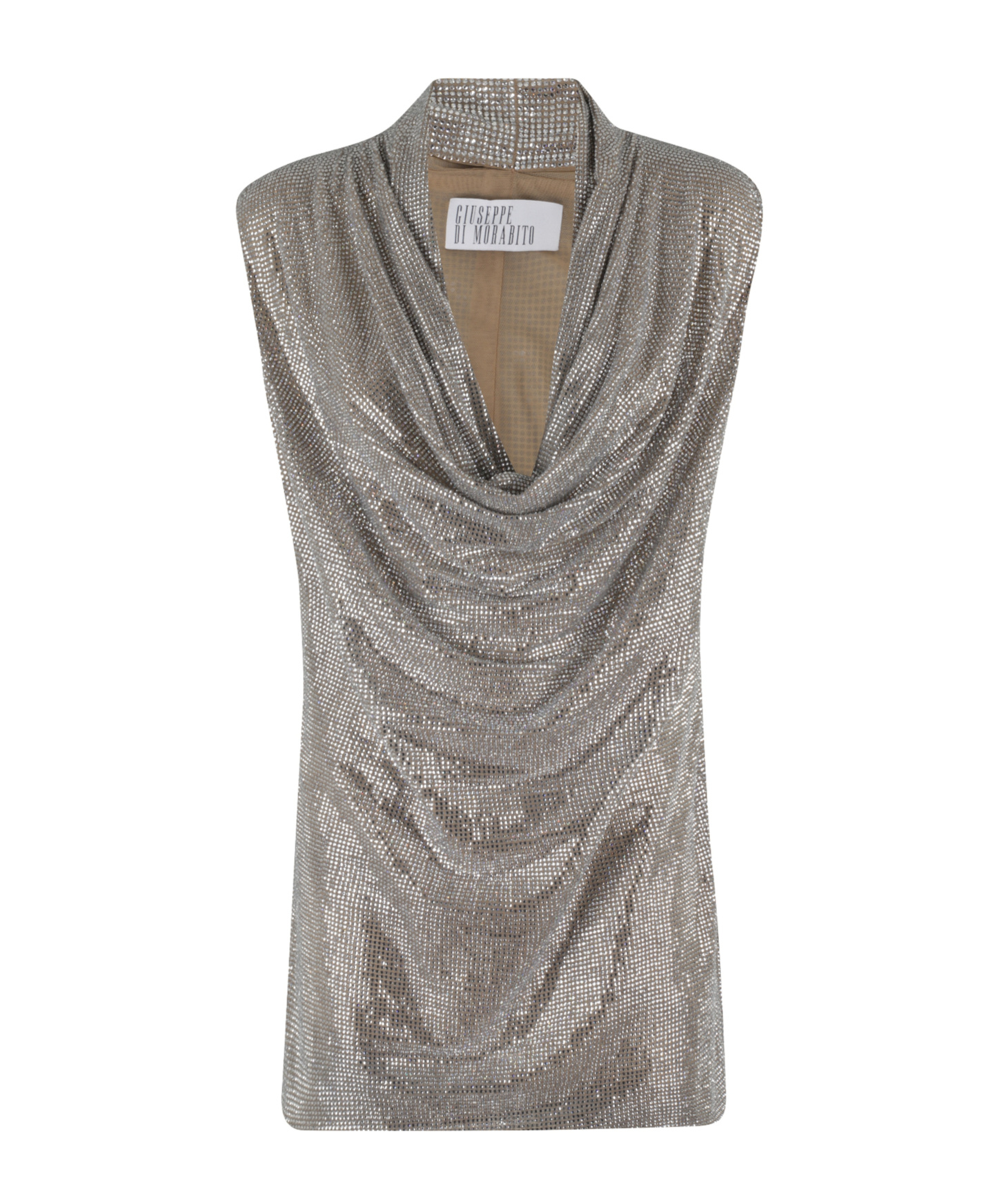 Giuseppe Di Morabito Silver Mini Dress With Draped Neckline In Gray