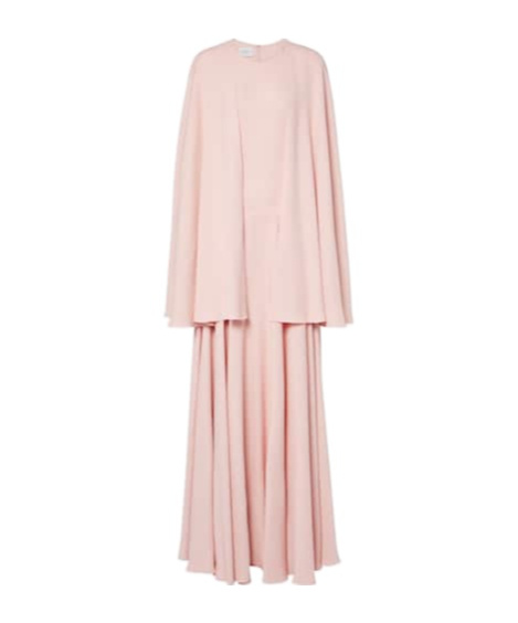 Giambattista Valli Pleated Caped Gown In Neutral
