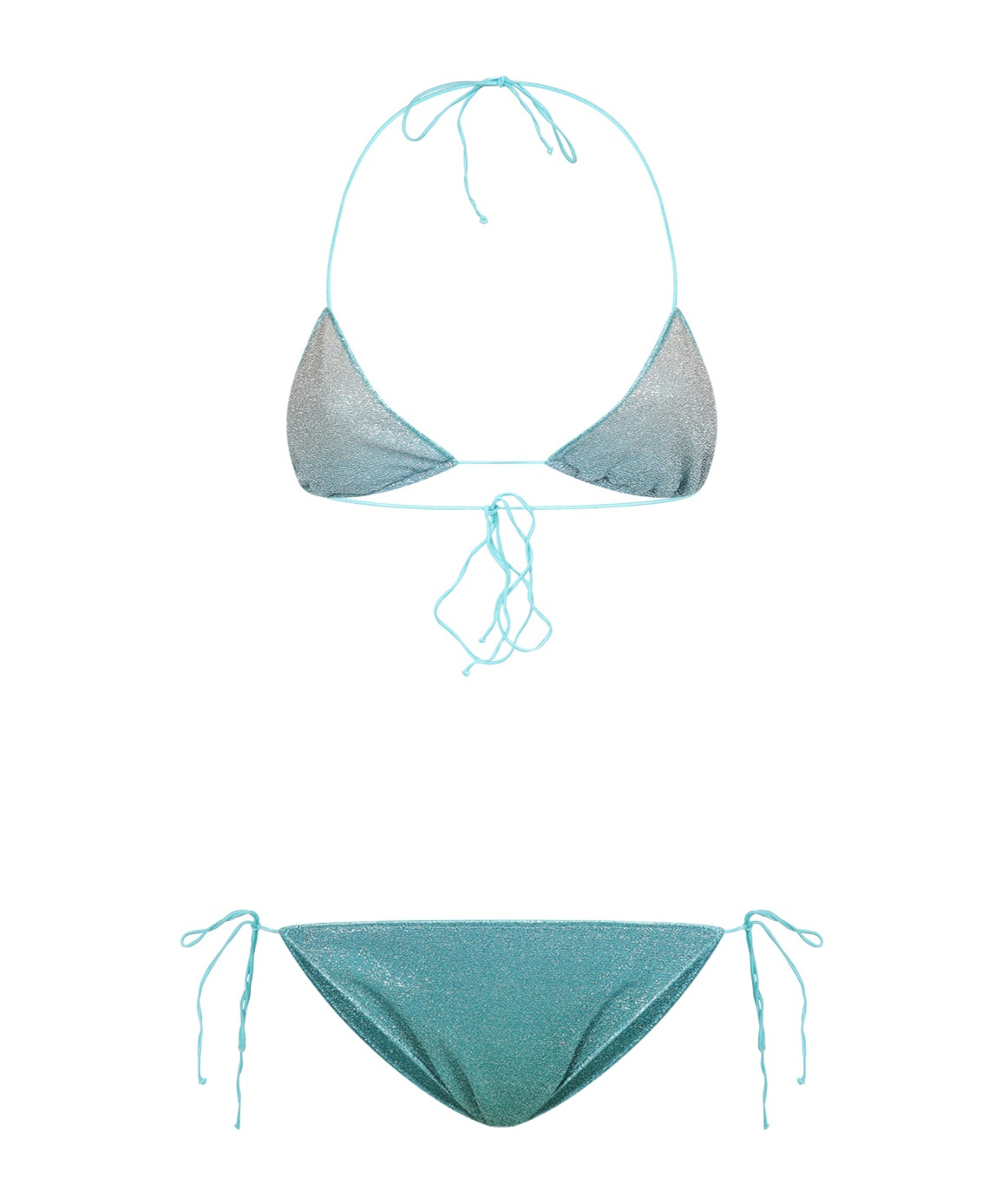 Oseree Oséree Multicolor Metallic Triangle Bikini Set In White