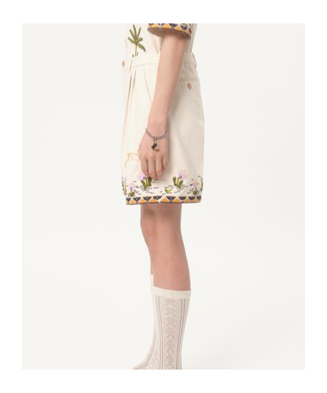 Valentino Bermudashorts Aus Baumwoll-canvas Mit Blumenstickerei Und Jacquardbesatz Mann Shell 46 In Neutral