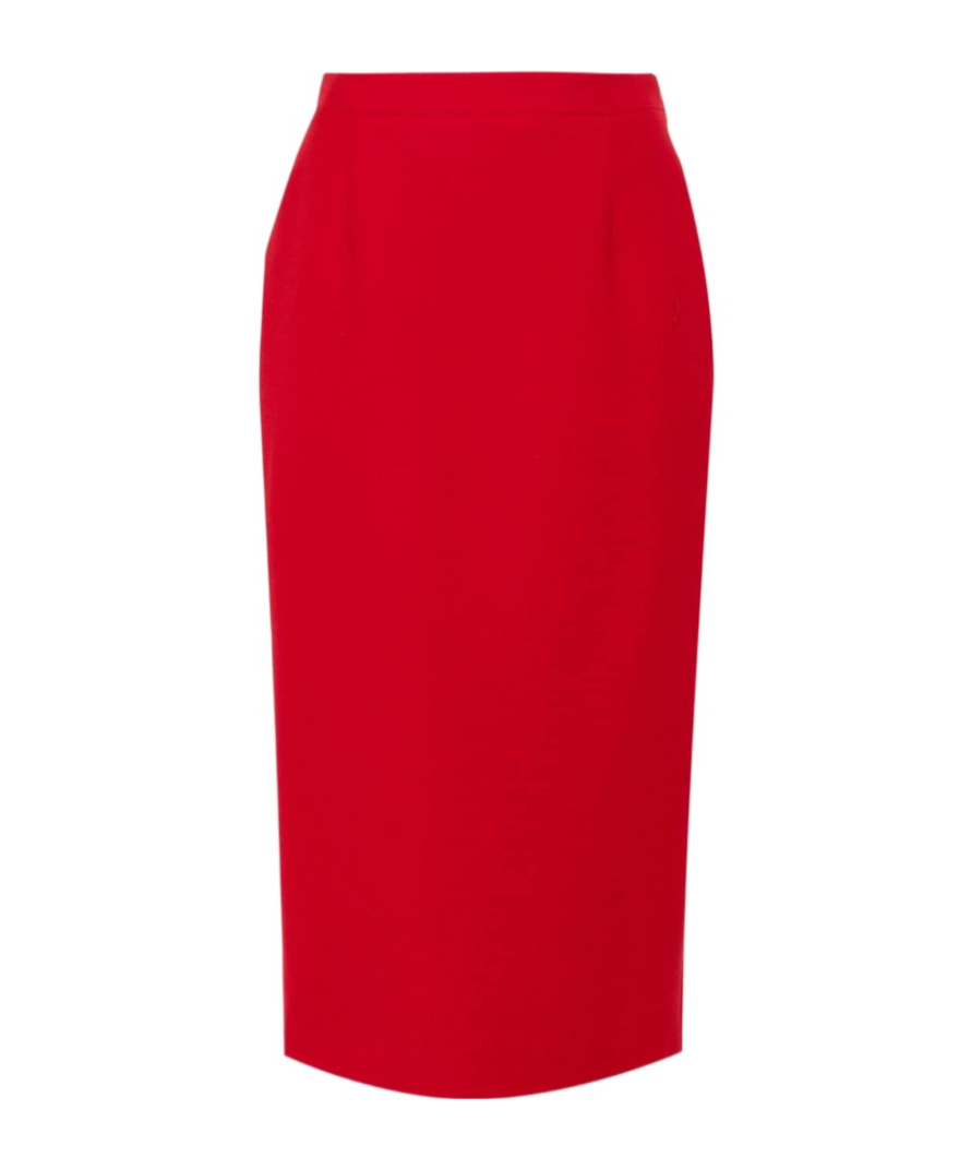 Alessandra Rich Virgin-wool Pencil Skirt In Red