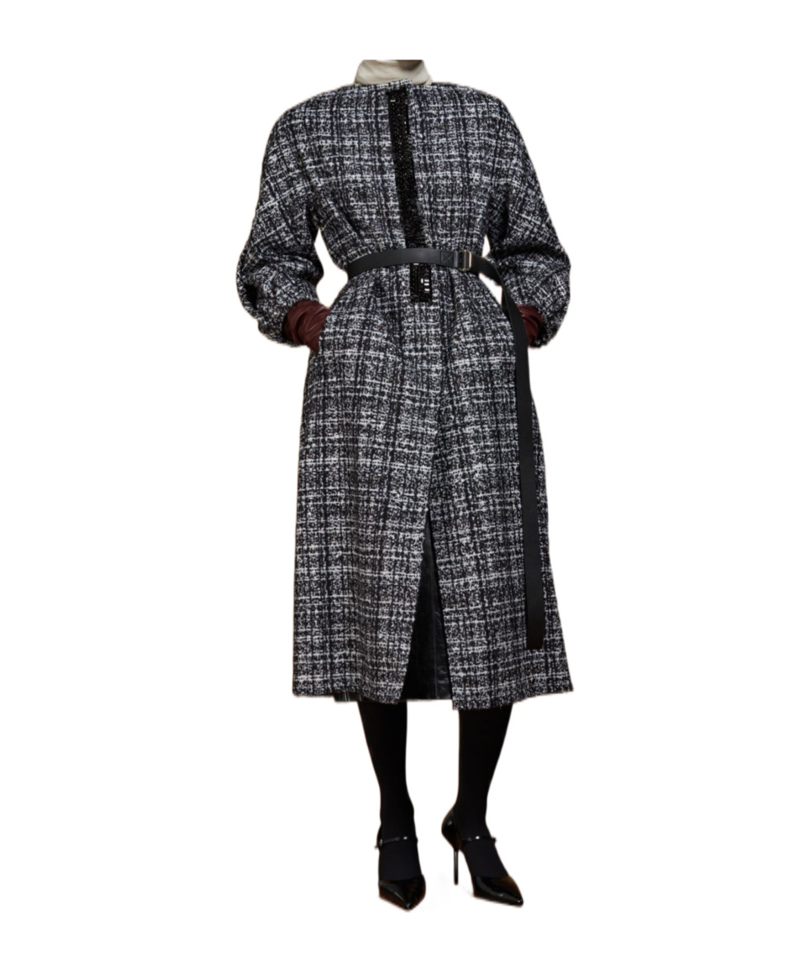 Max Mara Silk, Mohair And Wool Tweed Cardigan Coat In Black