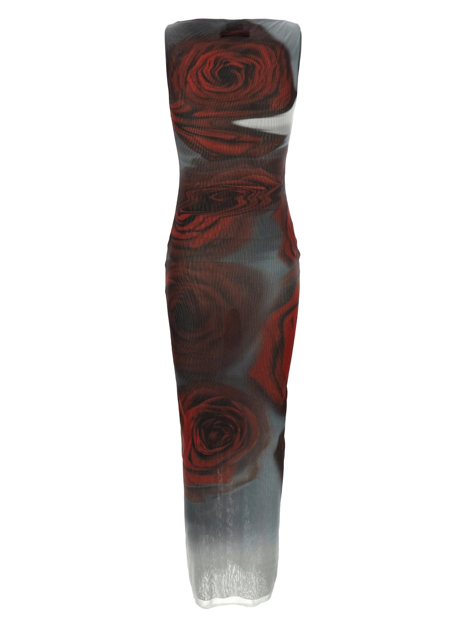 Jean Paul Gaultier The Long Red Blurry Tulle Maxi Dress In Black