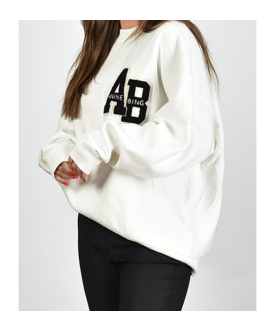 Shop Anine Bing Miles Logo-patch Cotton Sweatshirt In White
