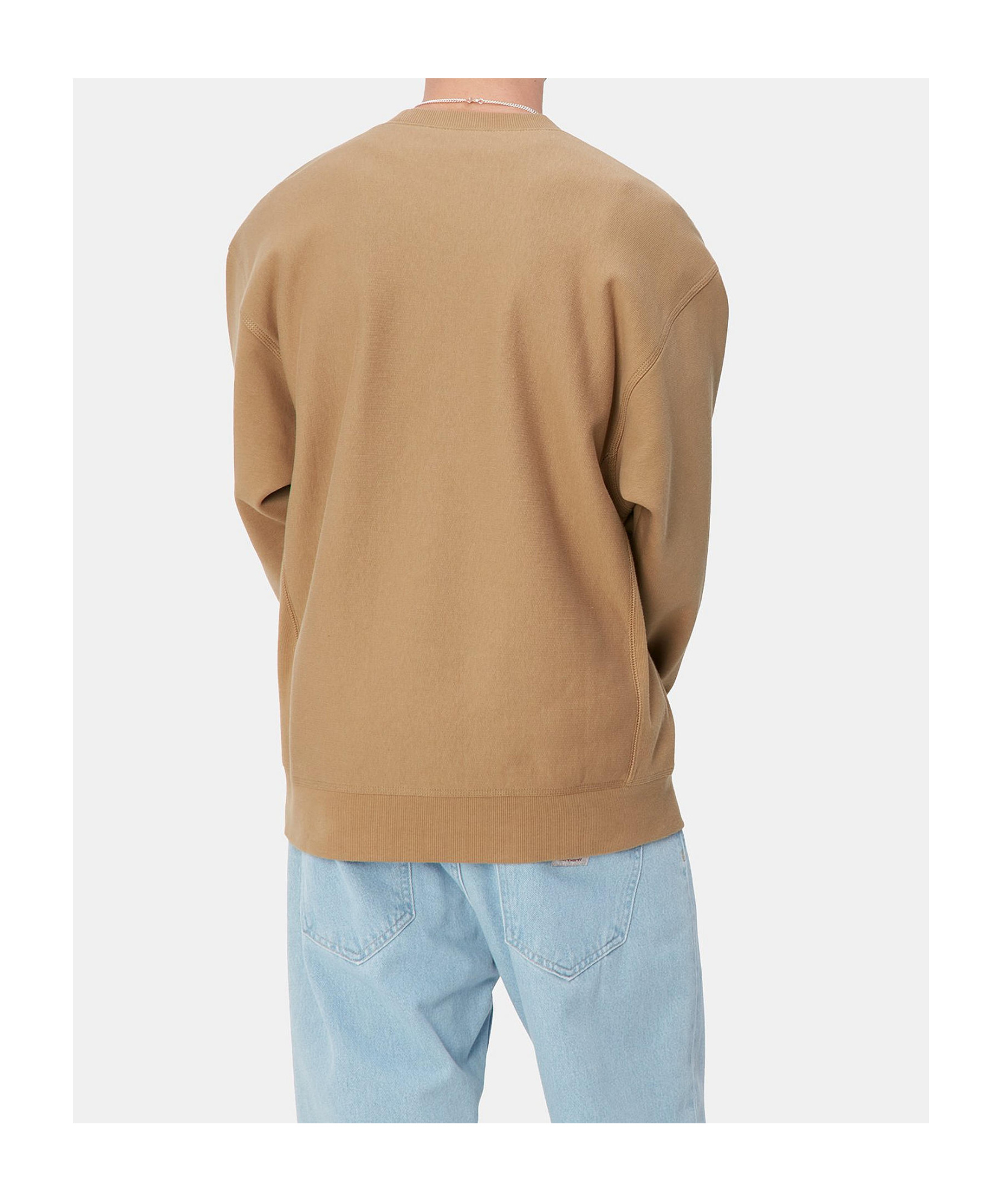 Carhartt Cotton Blend Crew Neck American Script Sweat In Nude