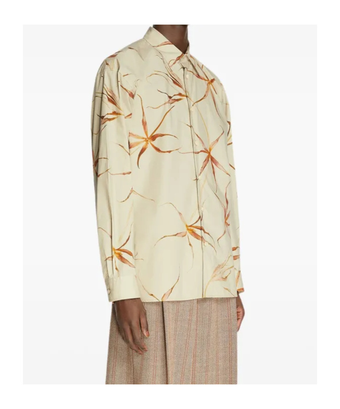Dries Van Noten Floral Long Sleeve Tulip Print Top In Neutral