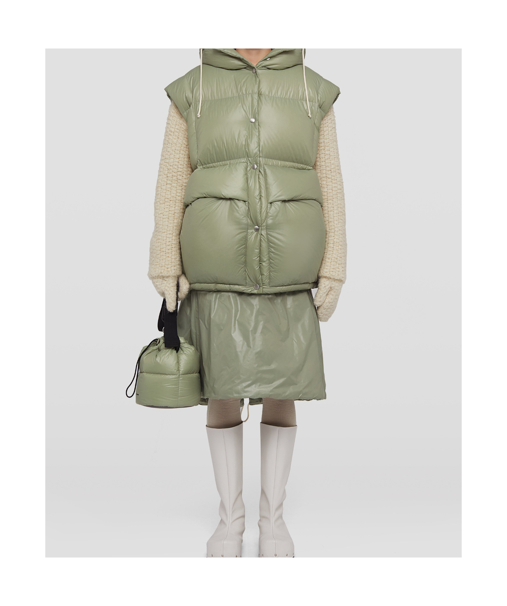 Jil Sander Quilted Down Gilet In Green
