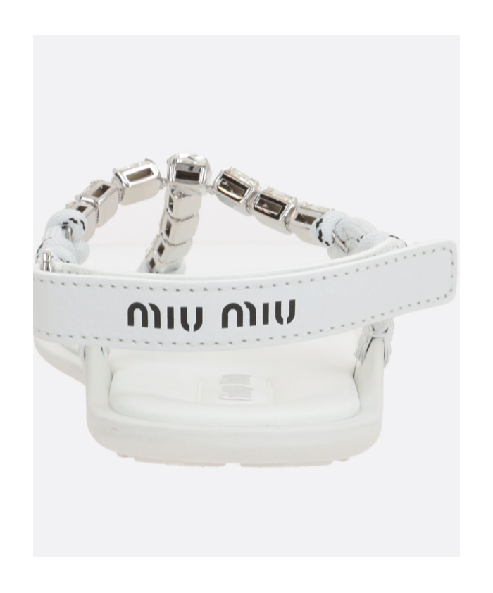 Miu Miu Crystal-embellished Thong Sandals In White