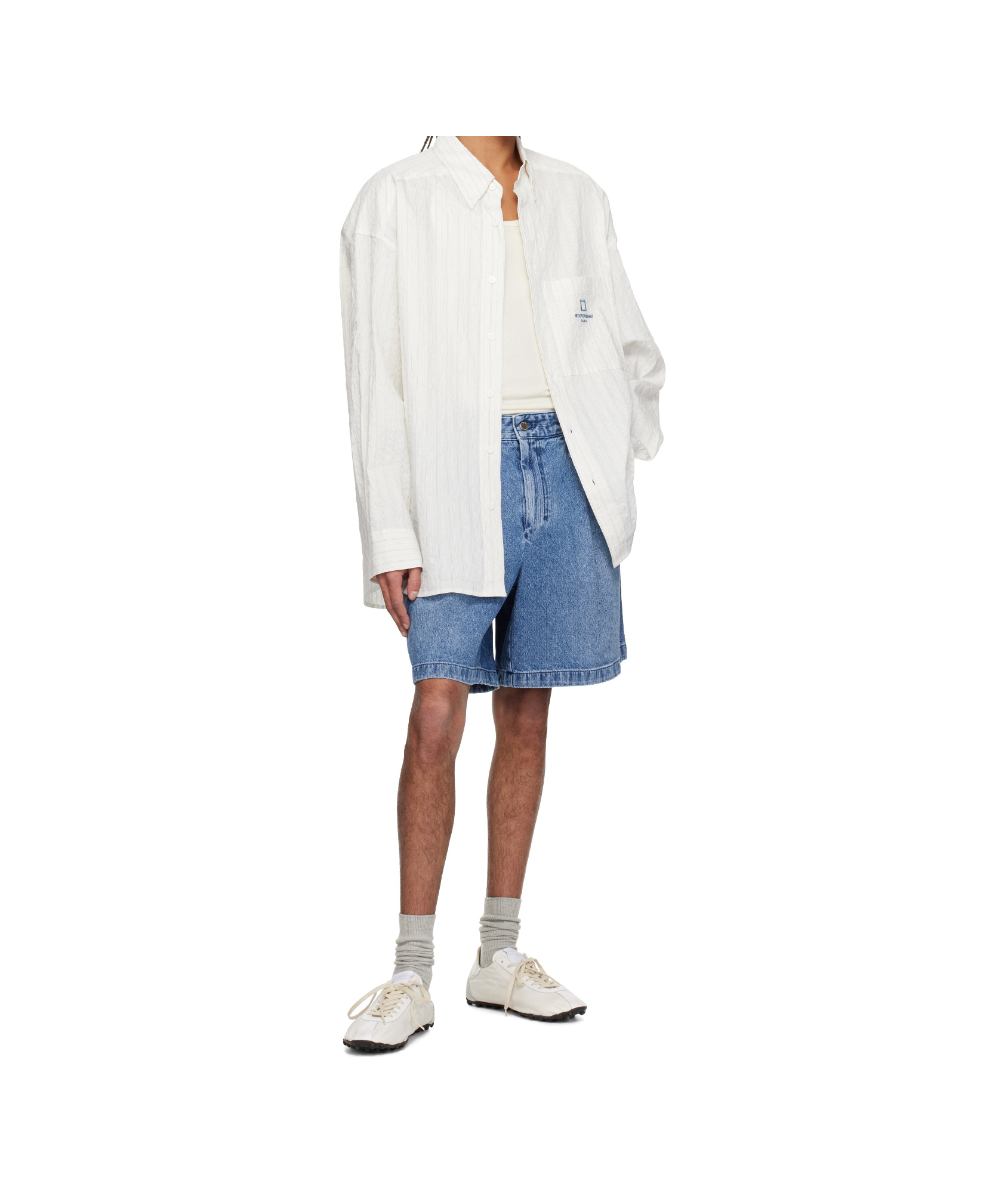 Wooyoungmi Off-white Linen Striped Shirt In White