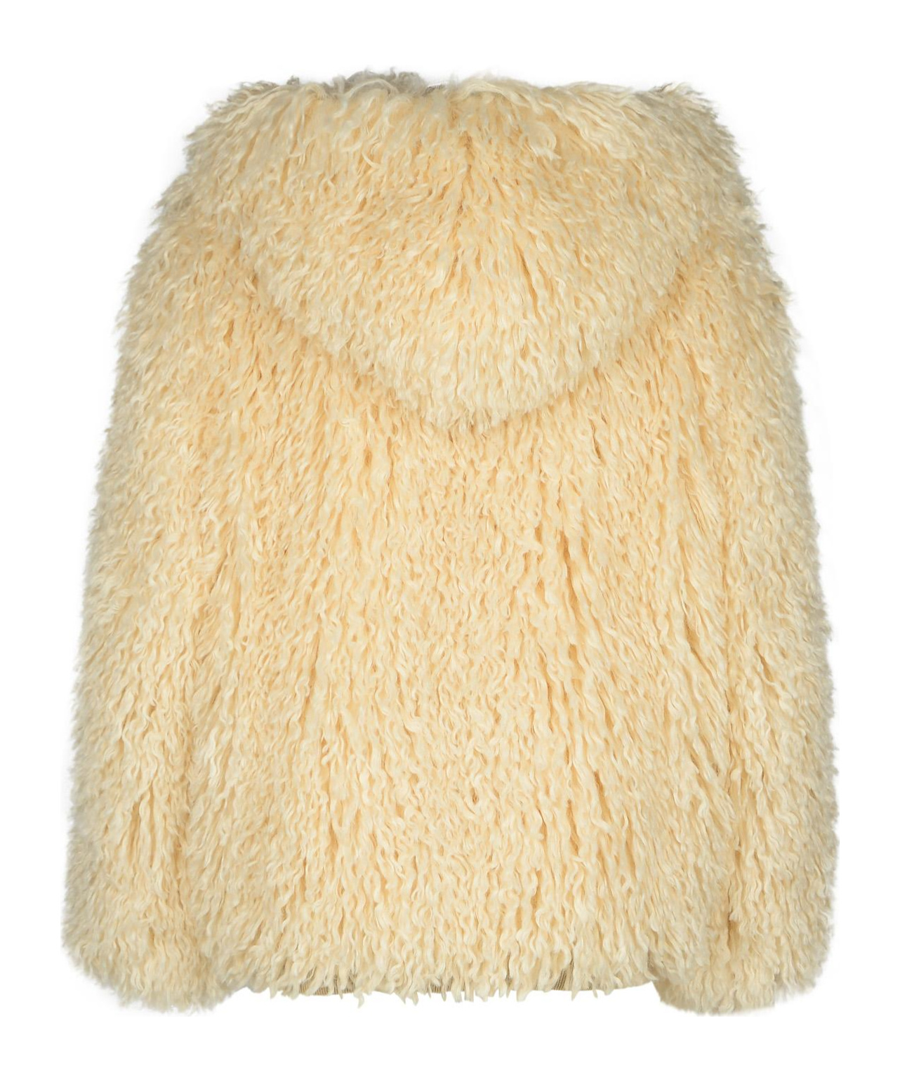 Msgm Faux-fur Single-breasted Jacket In Nude