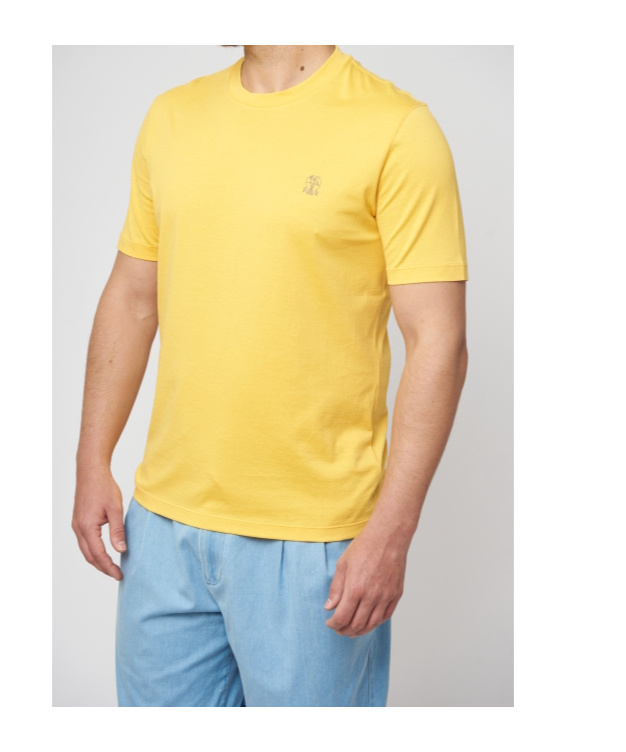 Brunello Cucinelli Logo-embroidered Cotton T-shirt In Yellow