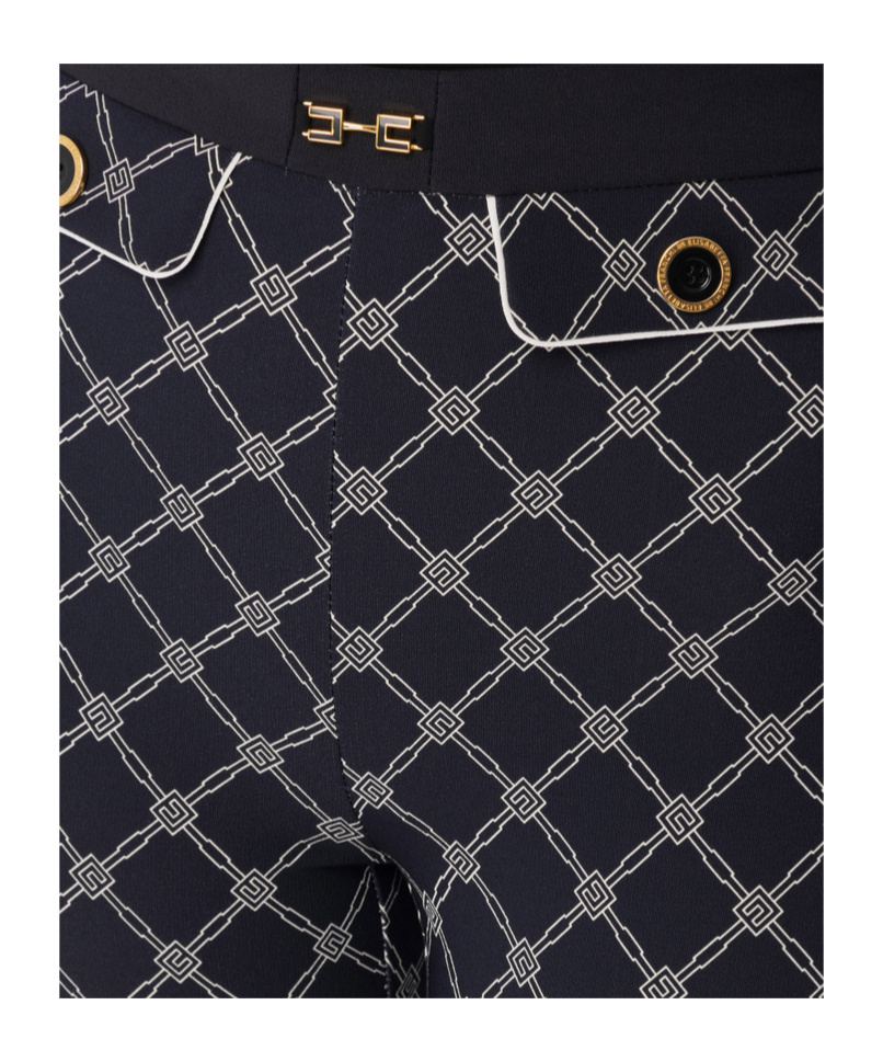 Elisabetta Franchi Diamond Printed Crêpe Trousers