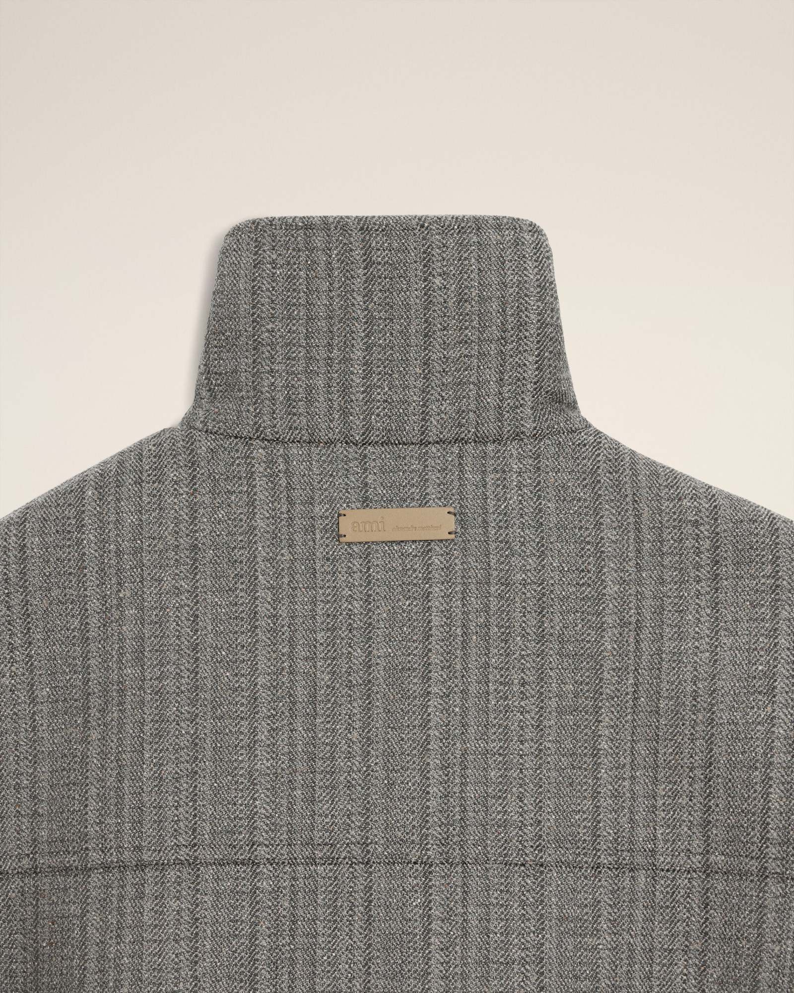 Ami Alexandre Mattiussi Grey Wool Herringbone Harrington Jacket Grey In Gray