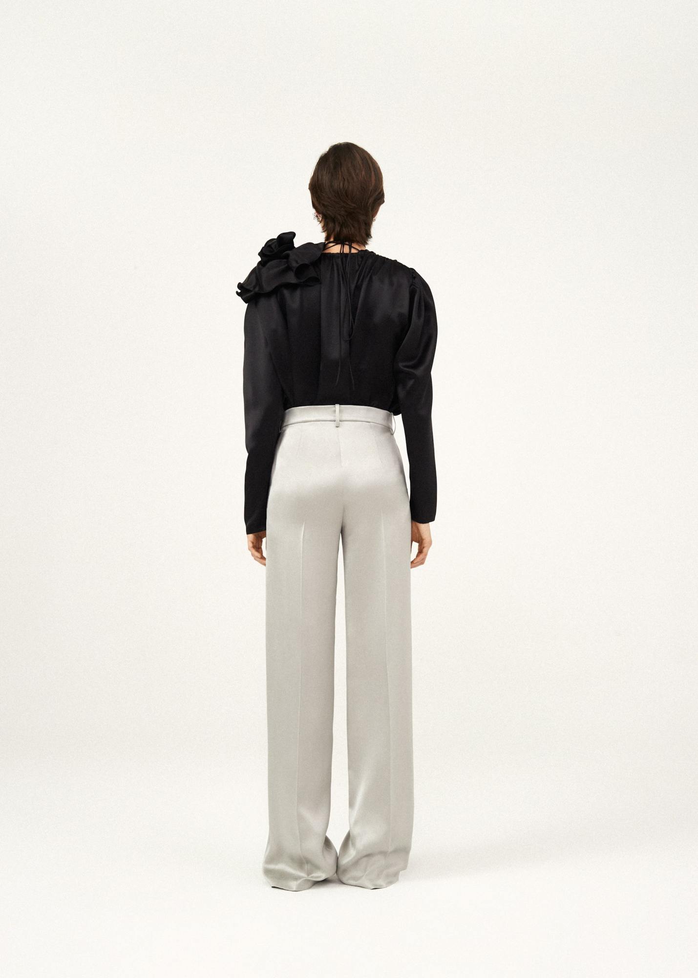 Magda Butrym Draped Floral V-neck Blouse In Black