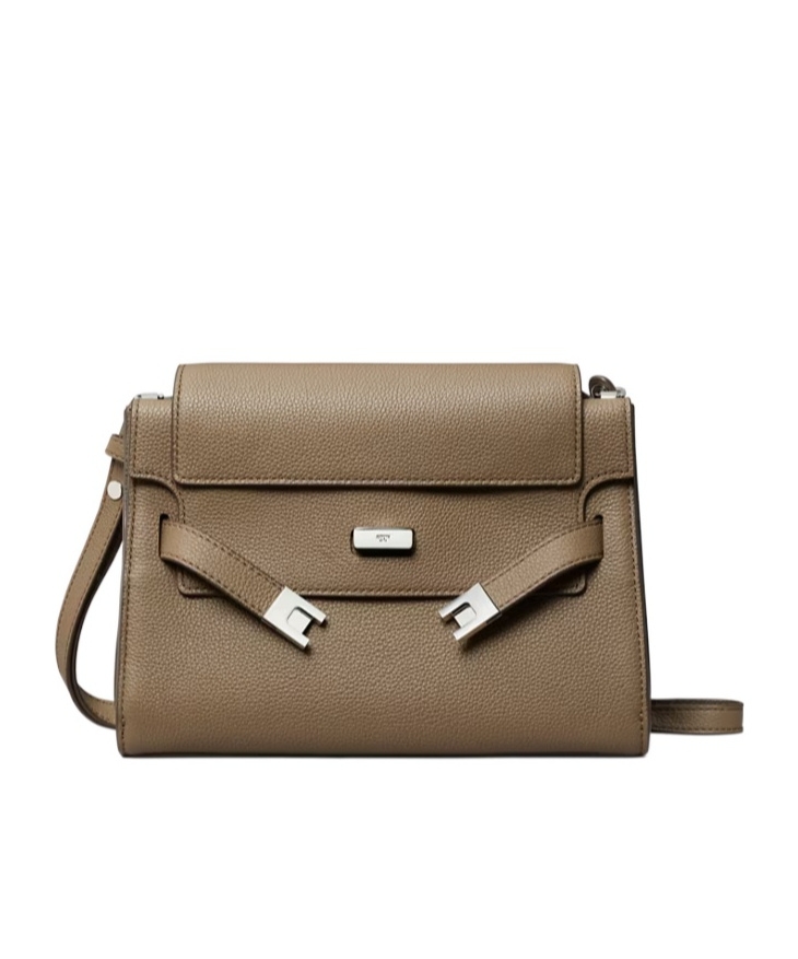 Tory Burch Lee Radziwill Pebbled Shoulder Bag In Brown